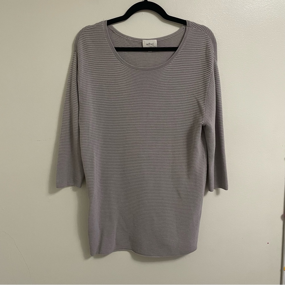 Aritzia wilfred women’s scoop neck 2/3 sleeves linen knit sweater size small